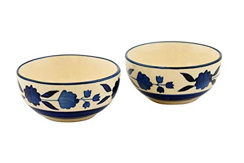Freakway Hand-Painted Multicolored Ceramic Floral Bowls Set Ceramic Vegetable Bowl/Dessert Bowl/Soup Bowl (Multicolor, Pack of 4)