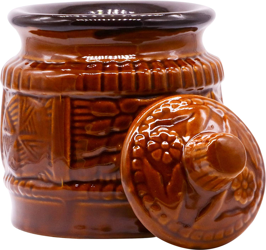 RAJ ROYAL Ceramic Pottery Hand Painted Cornichon Crockery Pulses Dry Fruit Tea Pickle Coffee Multipurpose Food Storage Jar Container with Lid For Kitchen Home (Fancy_2 Kg)