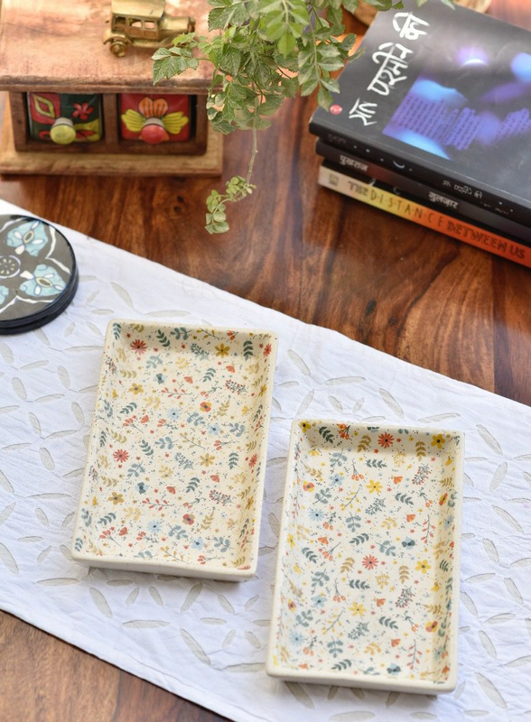 Handmade Ceramic Stoneware Platter (8*5inch) - Set Of 2